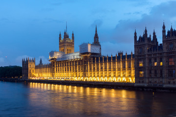 Fototapeta na wymiar Night photo of Houses of Parliament from Westminster bridge, London, England, Great Britain