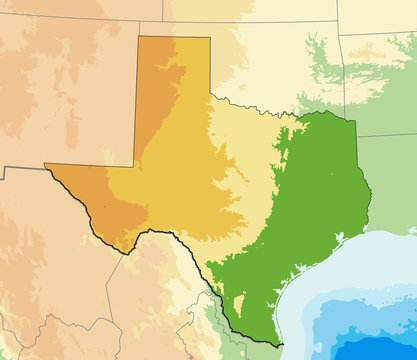 Texas Physical Map.