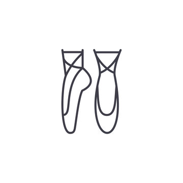 Ballet shoes linear icon concept. Ballet shoes line vector sign, symbol, illustration.