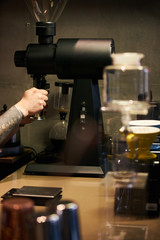 Professional Barista Prepare Coffee Working Order Concept
