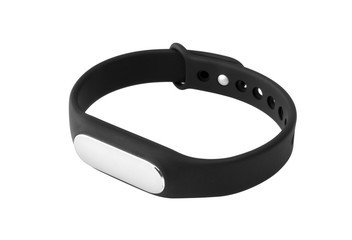 Fitness bracelet on white background. Smart bracelet pedometer close-up on a white background.