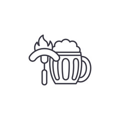 Beer sausages linear icon concept. Beer sausages line vector sign, symbol, illustration.