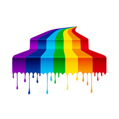 Watercolor in colors of the rainbow from the spreading paint stream.
