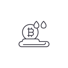 Bitcoin cloud mining linear icon concept. Bitcoin cloud mining line vector sign, symbol, illustration.