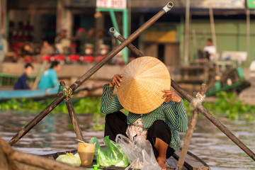 Boats are also being used as a taxi in Mekong Delta in Vietnam