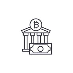 Bitcoin exchange linear icon concept. Bitcoin exchange line vector sign, symbol, illustration.