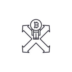 Bitcoin investment strategy linear icon concept. Bitcoin investment strategy line vector sign, symbol, illustration.