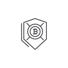 Bitcoin security linear icon concept. Bitcoin security line vector sign, symbol, illustration.