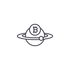 Bitcoins in circulation linear icon concept. Bitcoins in circulation line vector sign, symbol, illustration.