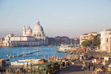 Venice, Italy. Beautiful Venice narrow canals, with many classic gondolas, amazing old rusty...