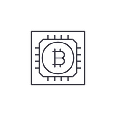 Blockchain technology linear icon concept. Blockchain technology line vector sign, symbol, illustration.