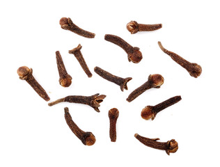 Dry spice cloves isolated on white background