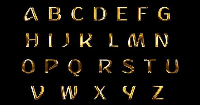 vintage yellow gold metallic alphabet letters word text series symbol sign on black background, concept of golden luxury alphabet decoration text