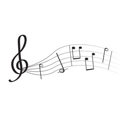 Set of musical notes on a pentagram