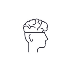 Brain in head linear icon concept. Brain in head line vector sign, symbol, illustration.