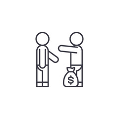 Bribery payment linear icon concept. Bribery payment line vector sign, symbol, illustration.