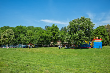 Fototapeta premium Fruska Gora, Serbia May 01, 2018: International Labor Day. People celebrate the holiday in the forest. This is located for Fruska Gora and Andrevlje.