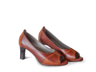 Stylish women's shoes brown.(clipping path)