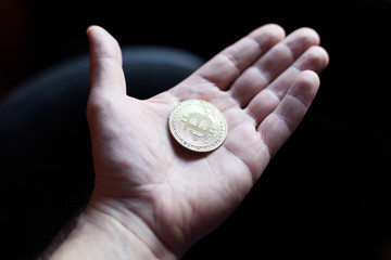 bitcoin cryptocurrency in hand
