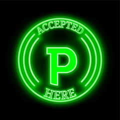 PeepCoin (PCN) accepted here sign - obrazy, fototapety, plakaty