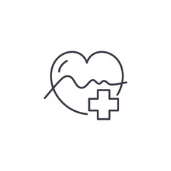 Cardiology linear icon concept. Cardiology line vector sign, symbol, illustration.