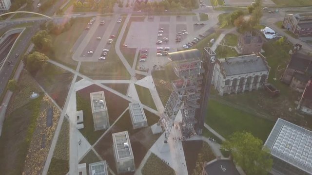 Katowice Strefa Kultury z powietrza (zach&oacute;d słońca)