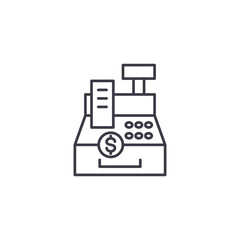Obraz premium Cash register linear icon concept. Cash register line vector sign, symbol, illustration.