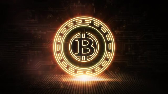 Bitcoin Gold - BTG - 3D Cryptocurrency Neon Coin Loop