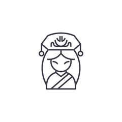 Chinese woman linear icon concept. Chinese woman line vector sign, symbol, illustration.
