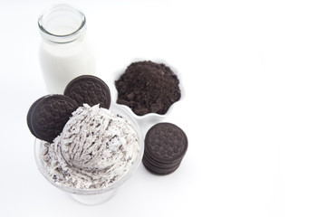 Cookies and Cream Ice Cream on a White Background