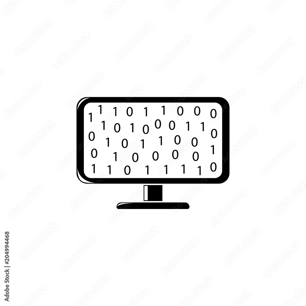 Poster digits on the monitor screen icon. element of science for mobile concept and web apps. detailed digi