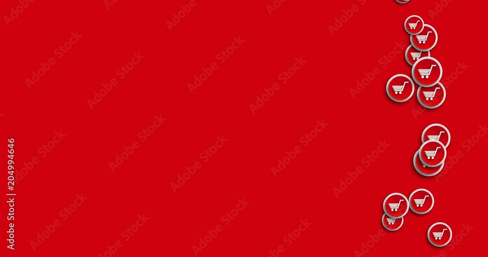 Poster animation modern abstract shooping icons motion background.