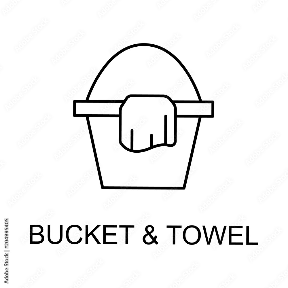 Poster bucket and towel icon. element of web icon for mobile concept and web apps. detailed bucket and towe