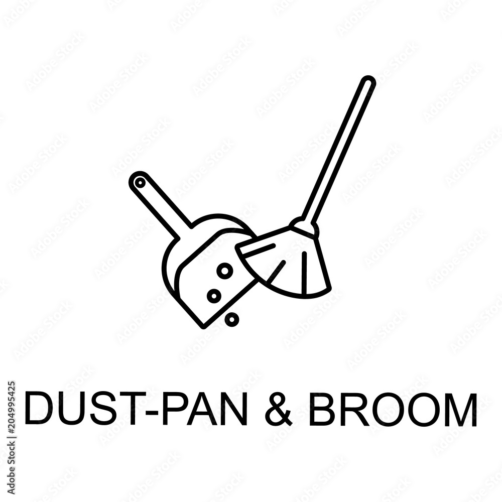 Poster dushpan and broom icon. element of web icon for mobile concept and web apps. detailed dushpan and br