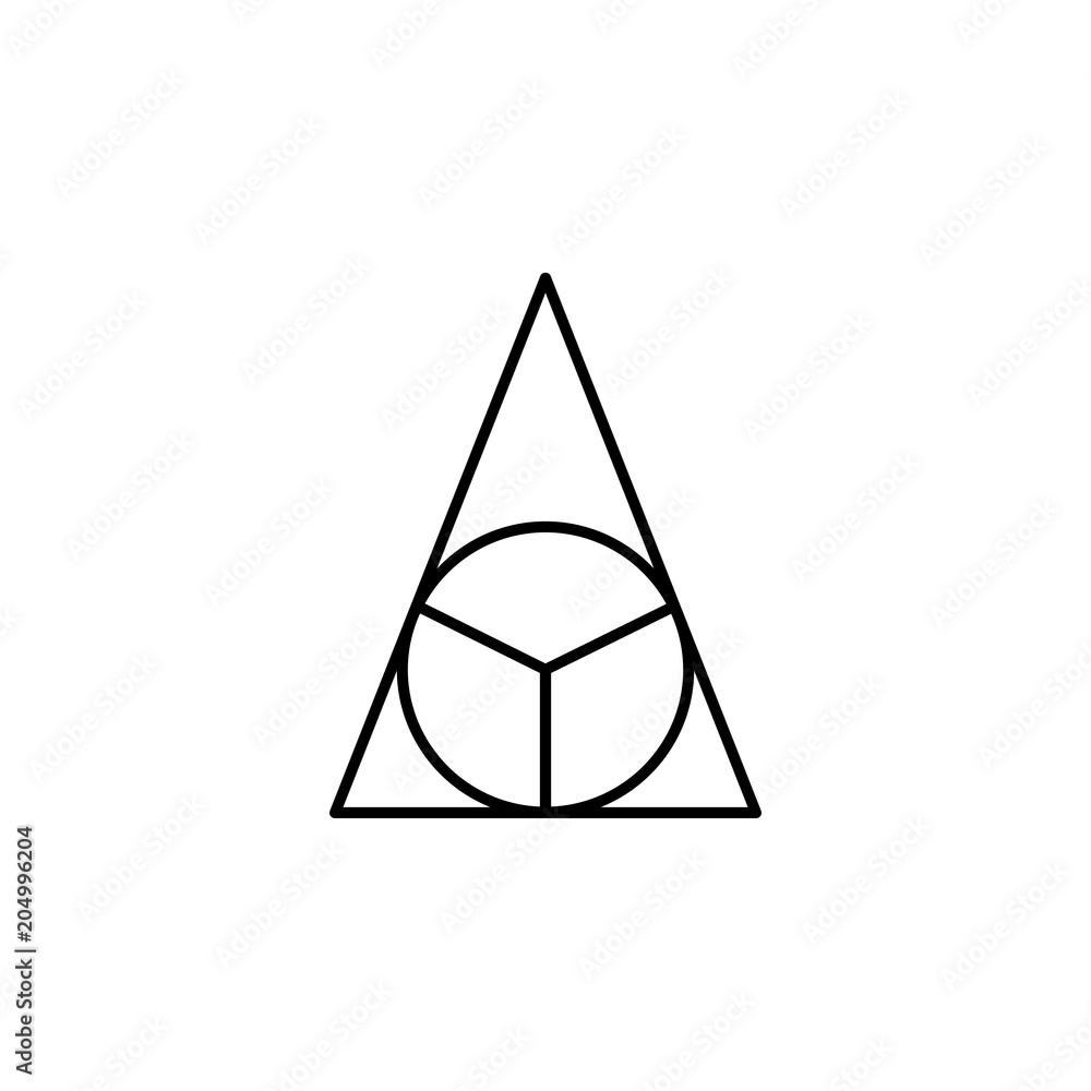 Poster circle in a triangle icon. element of geometric figure for mobile concept and web apps. thin line ci