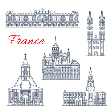 Travel landmark of France thin line icon design