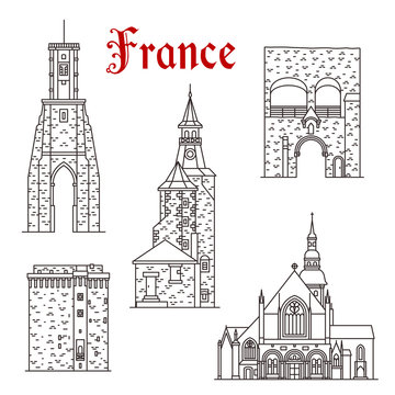 French travel landmark icon of Dinan and Calais