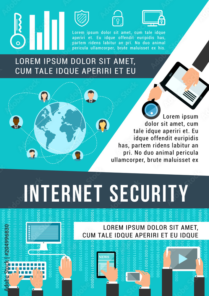Aufkleber internet security banner of data protection design