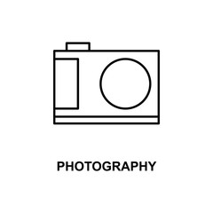 photography icon. Element of simple web icon with name for mobile concept and web apps. Thin line photography icon can be used for web and mobile