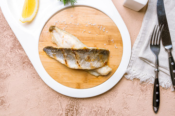 Fried sea bass