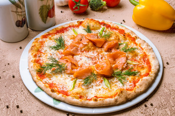 Pizza with seafood