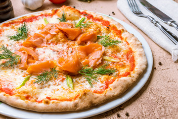 Pizza with seafood