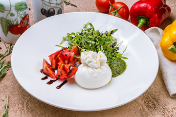 Salad with buratta cheese
