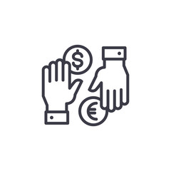 Currency exchange linear icon concept. Currency exchange line vector sign, symbol, illustration.