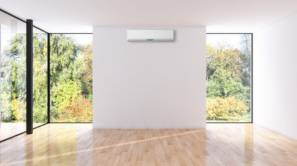 Modern interior apartment with air conditioning 3D rendering