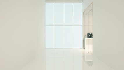 The relax space furniture 3d rendering and background white decoration	