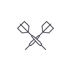 Fototapeta na wymiar Darts linear icon concept. Darts line vector sign, symbol, illustration.