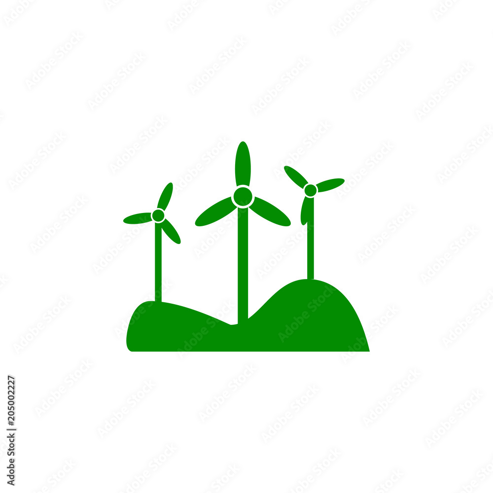 Poster windmills green icon. element of nature protection icon for mobile concept and web apps. isolated wi