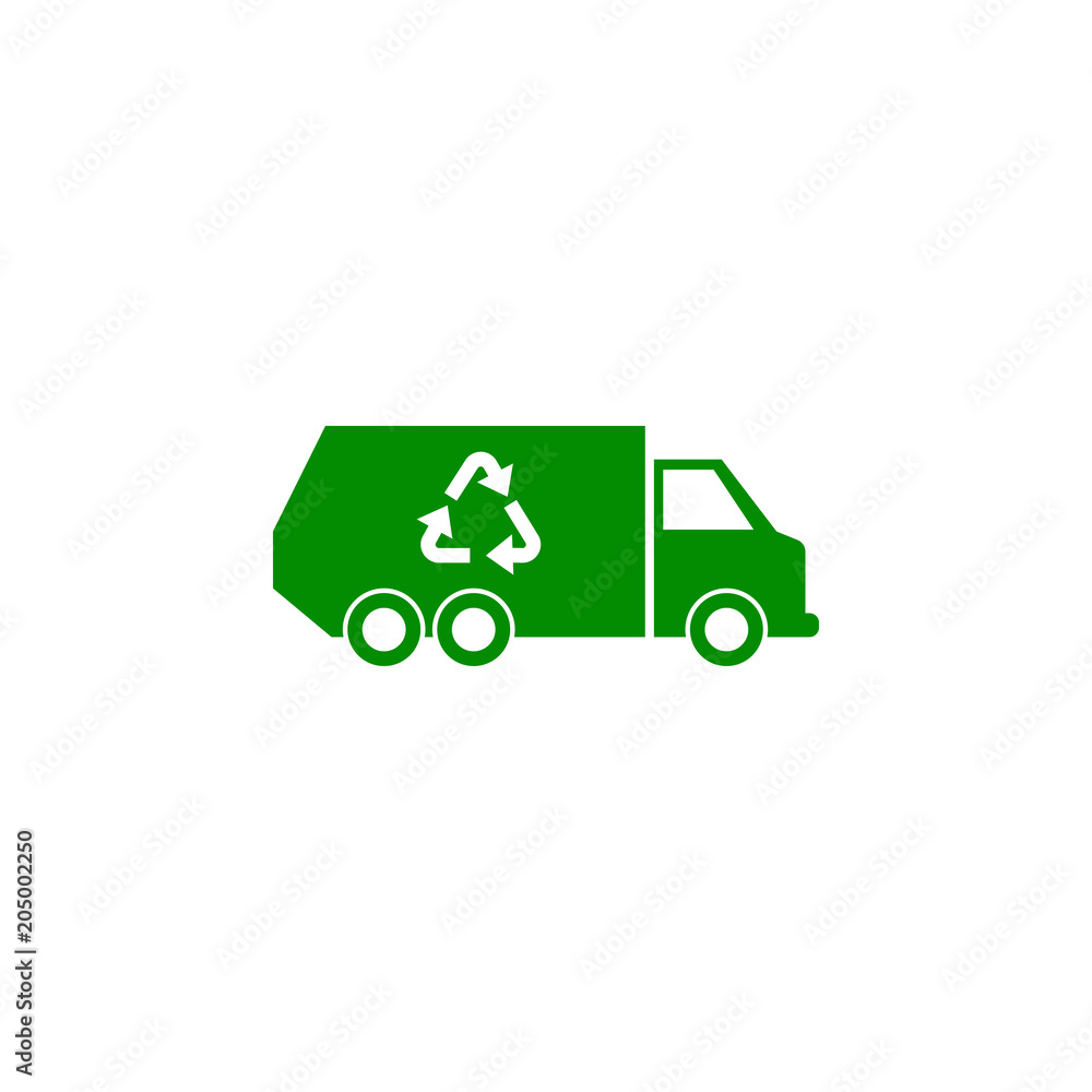Poster waste recycling machine green icon. element of nature protection icon for mobile concept and web app
