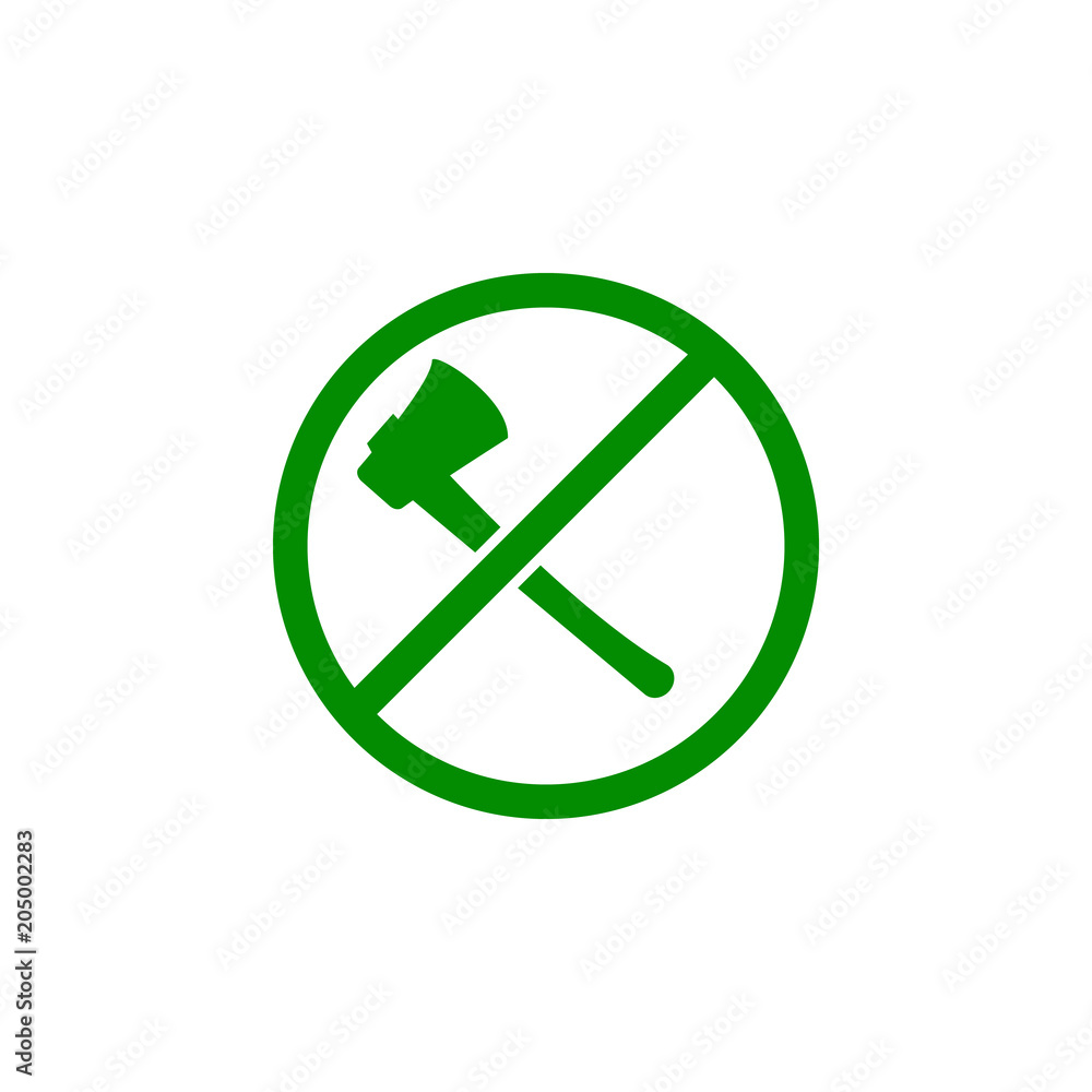 Aufkleber ban on cutting down trees green icon. element of nature protection icon for mobile concept and web a